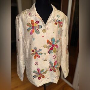 Vintage Entice Silk Blazer with Floral Embroidery, excellent condition